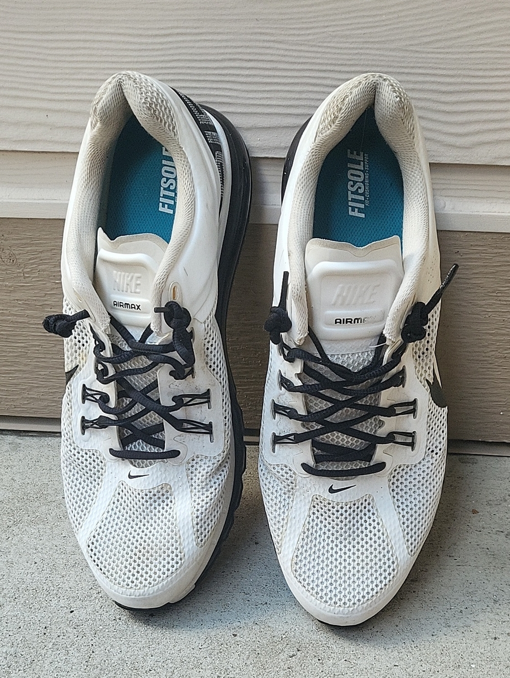 Nike Air Max 2013 White Black Running Shoes Men's Size 15